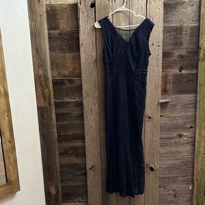 Enfocus Studio Black Lace V-Neck Prom Dress